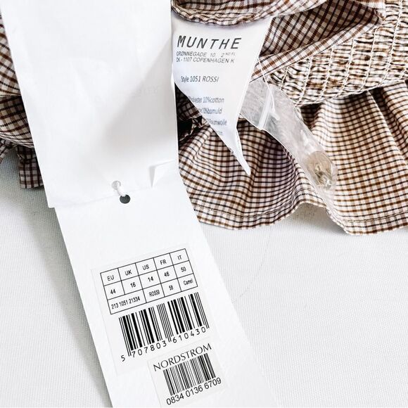 Munthe Blouse Rossi Plaid Smocked Ruffle - Picture 7 of 13